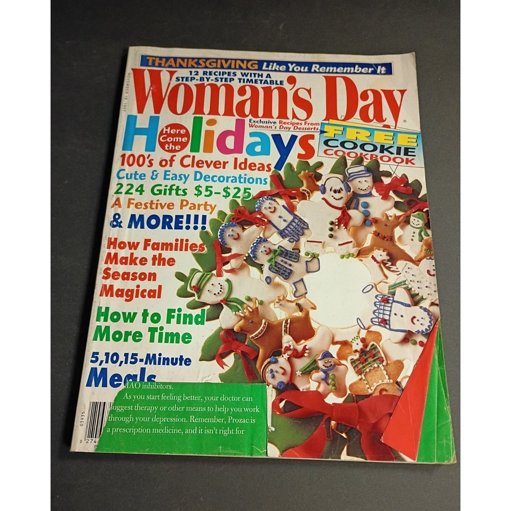 Woman's Day Magazine Nov 1999 Issue 15 Holiday Thanksgiving Cookie Cookbook